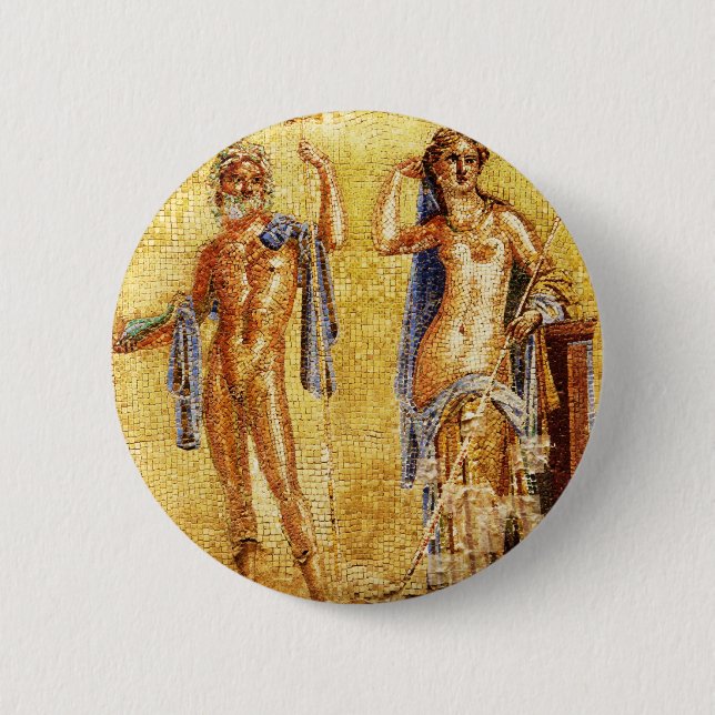 SCHÖNES Pompeji-Mosaik Button (Vorderseite)