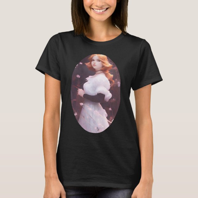 Schönes Porträt junger Mädchen unter rosa Blume T-Shirt (Vorderseite)