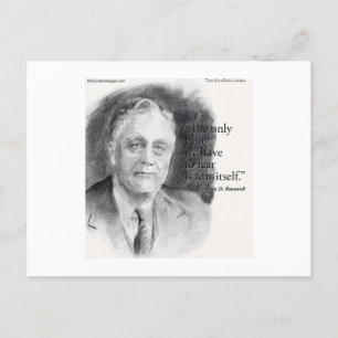 Schönes Porträt von FDR und Zitat 'Angst selbst'  Postkarte