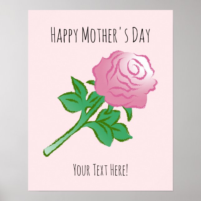 Schönes Poster mit einer rosa Rose (Vorne)