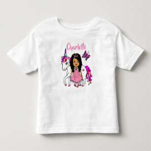 Schönes Prinzessin-und-Einhorn-personalisiertes-Sh Kleinkind T-shirt