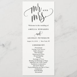 Schönes Programm für kalligraphische Hochzeiten