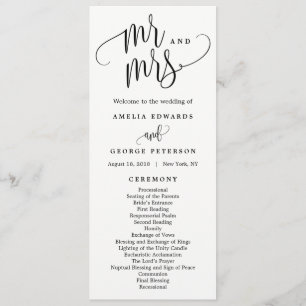 Schönes Programm für kalligraphische Hochzeiten