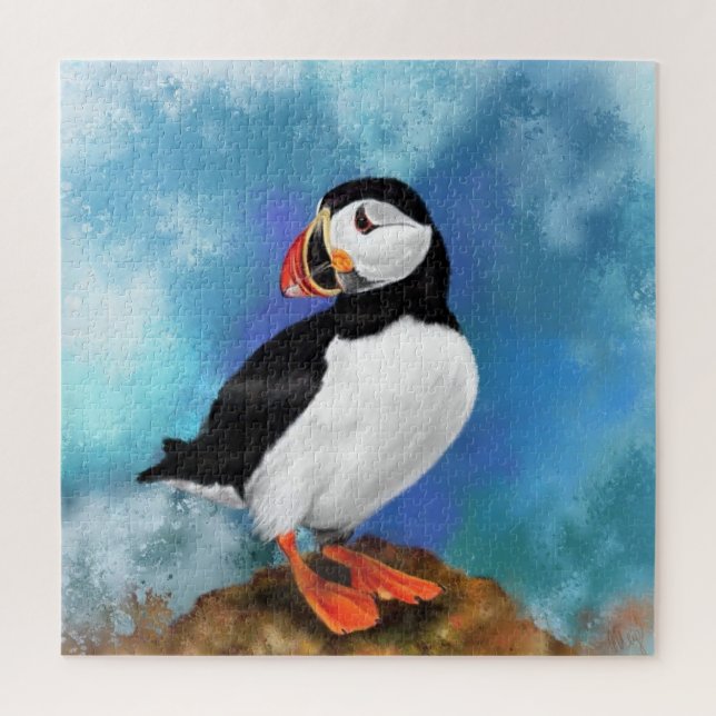 Schönes Puffin Bird Malerei Kunst (Vertikal)