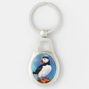 Schönes Puffin Bird Malerei Kunst Schlüsselanhänger