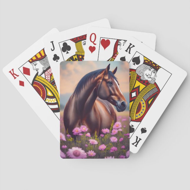 Schönes Quarter Pferd mit Blume Spielkarten (Rückseite)
