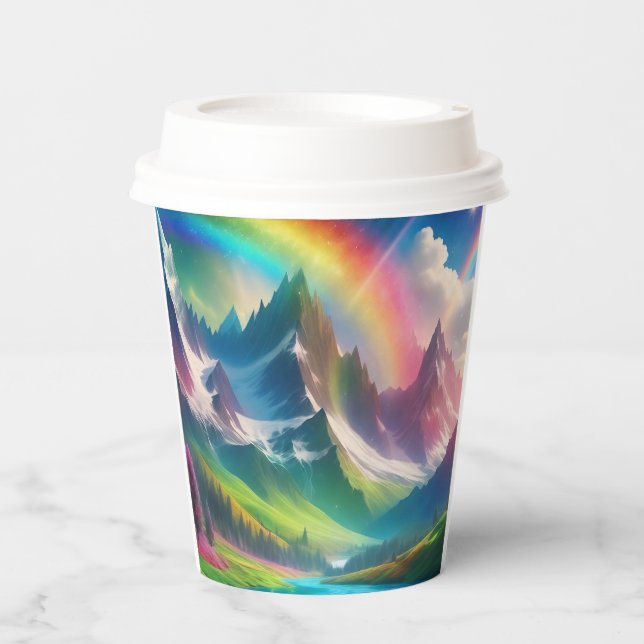 Schönes Rainbow Fantasy Realm Pappbecher (Vorderseite)