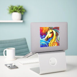 Schönes Rainbow Horse Portrait Vinyl Decal Aufkleber