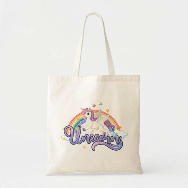 Schönes Rainbow Unicorn Tragetasche (Vorne)