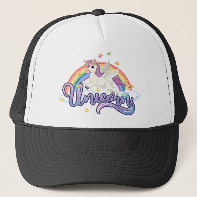 Schönes Rainbow Unicorn Truckerkappe (Vorderseite)