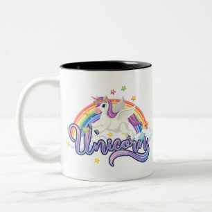 Schönes Rainbow Unicorn Zweifarbige Tasse