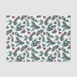 Schönes Red Berry Greenery Weihnachtsmuster Seidenpapier