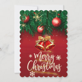 Schönes Red Gold Frohe Weihnachten Persönliche Wün Einladung