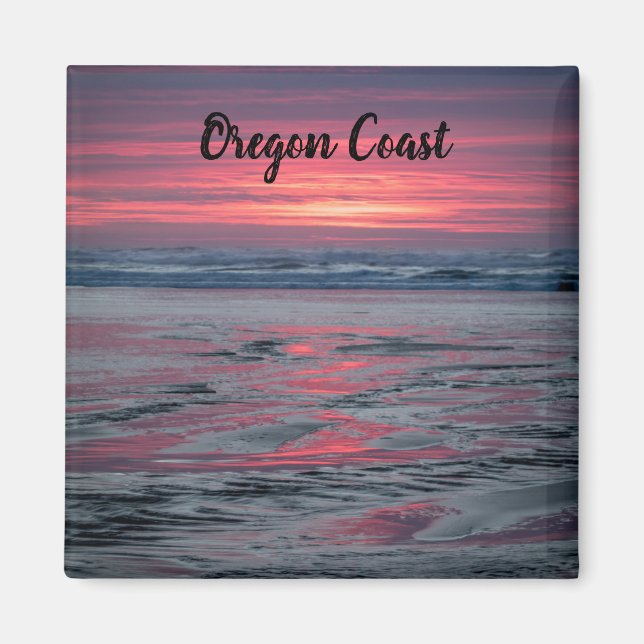 Schönes Red Sunset am Nye Beach Newport Oregon Magnet (Vorne)