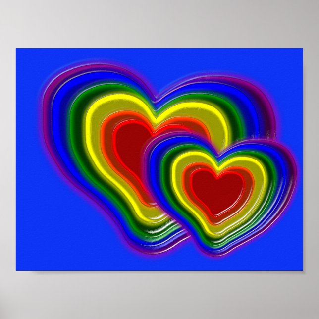 schönes Regenbogenherz Poster (Vorne)