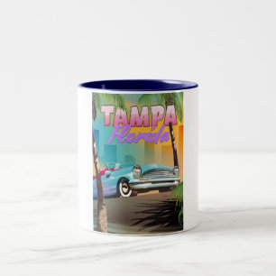 Schönes Reiseposter Tampa Florida. Zweifarbige Tasse