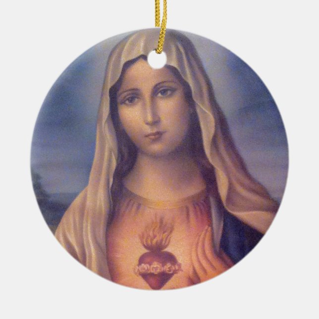 Schönes religiöses Heiliges Herz der Jungfrau Mary Keramik Ornament (Vorne)