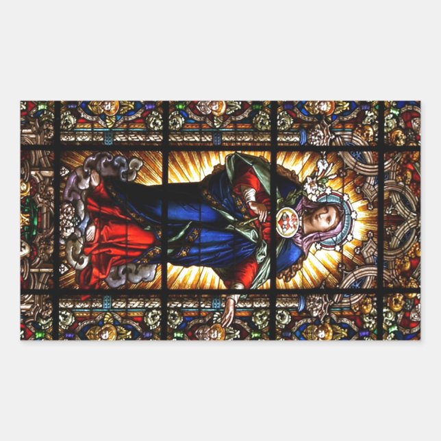 Schönes religiöses Heiliges Herz der Jungfrau Mary Rechteckiger Aufkleber (Vorderseite)