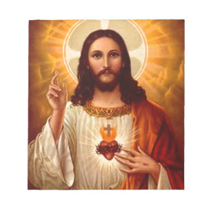 Schönes religiöses heiliges Herz von Jesus-Bild Notizblock