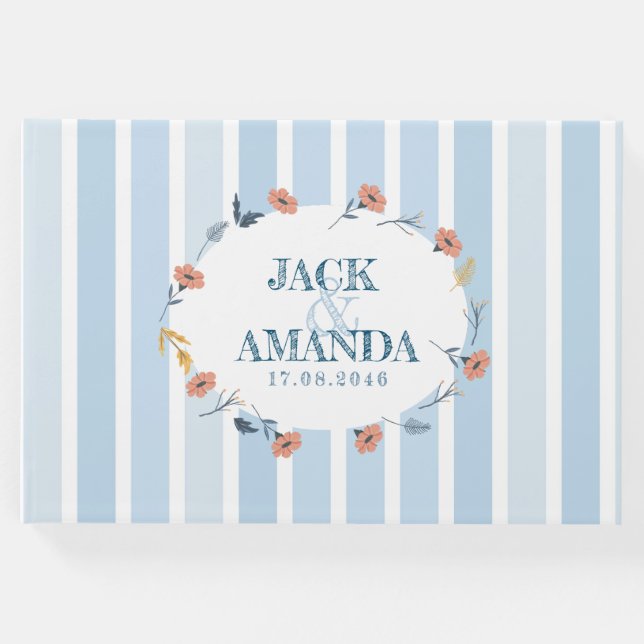 Schönes Retro Baby Blue Wedbook Gästebuch (Vorderseite)