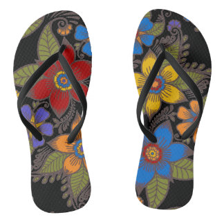 Schönes Retro Boho Blumendesign Flip Flops
