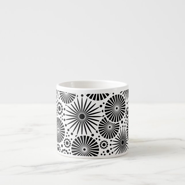 Schönes Retro-Schwarz-Weiß-Espresso-Tasse Espressotasse (Vorderseite)