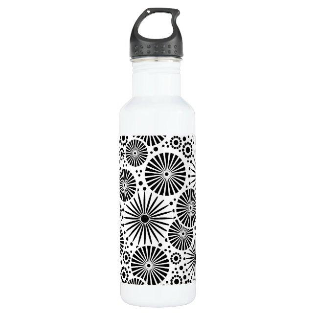 Schönes Retro schwarz-weiß Trinkflasche (Vorderseite)
