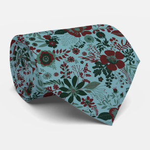 Schönes Retro-Style blaues Pastell-Blumenmuster Krawatte