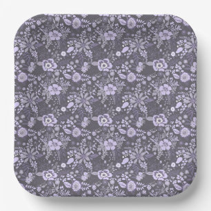 Schönes Retro-Style blaues Pastell-Blumenmuster Pappteller