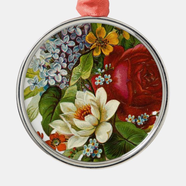 Schönes Romantisches SommBouquet mit Rote Rose Ornament Aus Metall (Vorne)