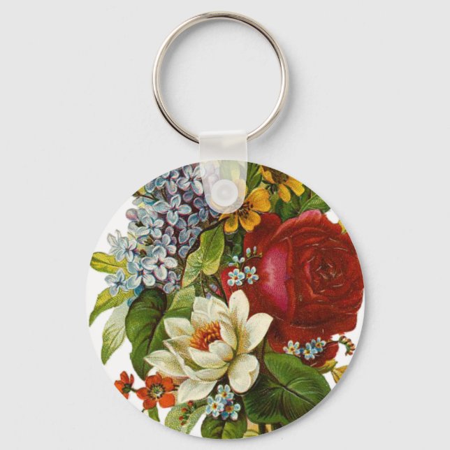 Schönes Romantisches SommBouquet mit Rote Rose Schlüsselanhänger (Vorderseite)