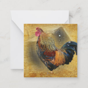 Schönes Rooster und Rustikales Hühnermoop Mitteilungskarte