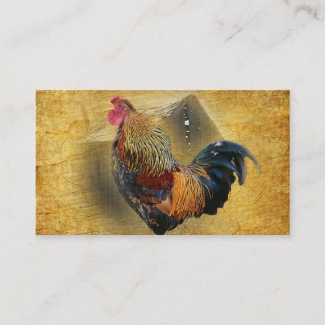 Schönes Rooster und Rustikales Hühnermoop Visitenkarte (Vorderseite)