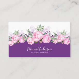 Schönes rosa Aquarell der Pfingstrosen-  Visitenkarte