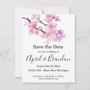 Schönes rosa Aquarellkirschenskript Save The Date