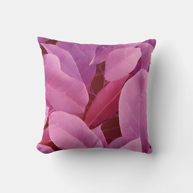Schönes rosa Blattmuster Kissen (Vorderseite)