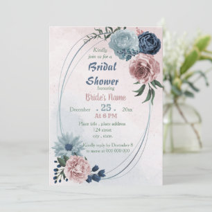 schönes rosa blaues geometrisches Brautparty Einladung