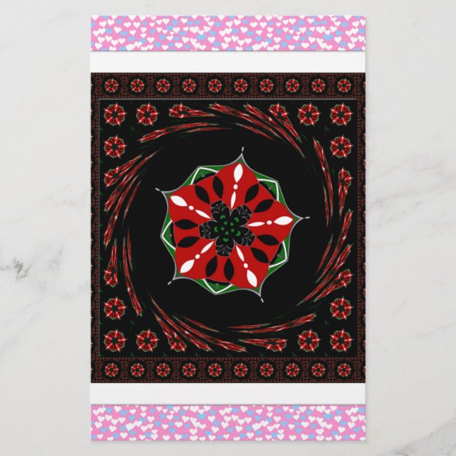 Schönes rosa blaues Herz für Liebe-Design Briefpapier (Vorderseite)