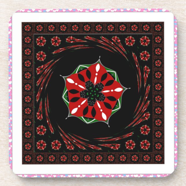 Schönes rosa blaues Herz für Liebe-Design Getränkeuntersetzer (Vorderseite)