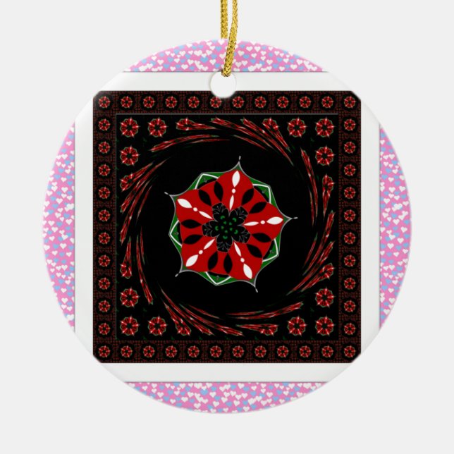 Schönes rosa blaues Herz für Liebe-Design Keramikornament (Vorne)