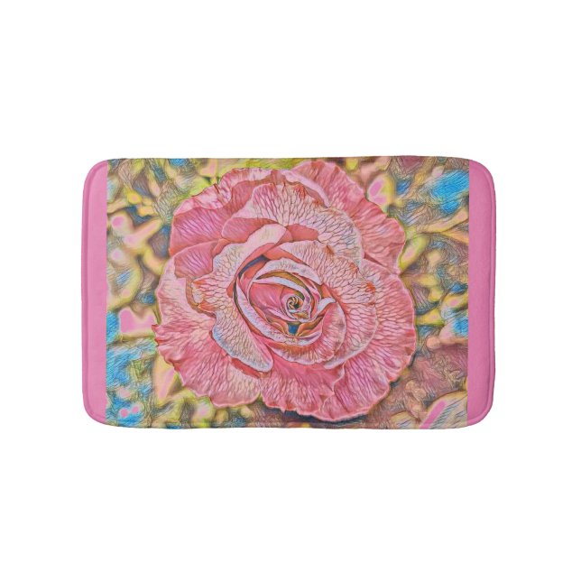 Schönes Rosa-Blume-Gemälde Badematte (Vorderseite)