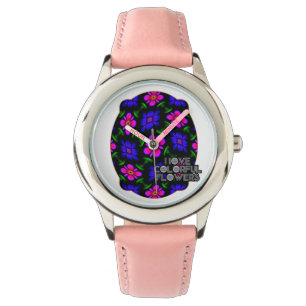 Schönes rosa Blume Muster Armbanduhr