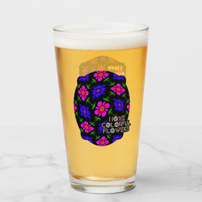 Schönes rosa Blume Muster Glas (Vorne (Gefüllt))