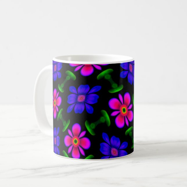 Schönes rosa Blume Muster Kaffeetasse (Vorderseite Links)