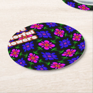 Schönes rosa Blume Muster Runder Pappuntersetzer