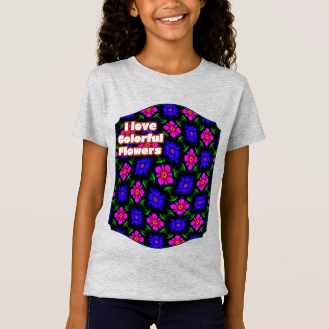 Schönes rosa Blume Muster T-Shirt (Vorderseite)