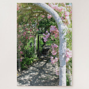 Schönes rosa Blumen-Bogen-Puzzlespiel