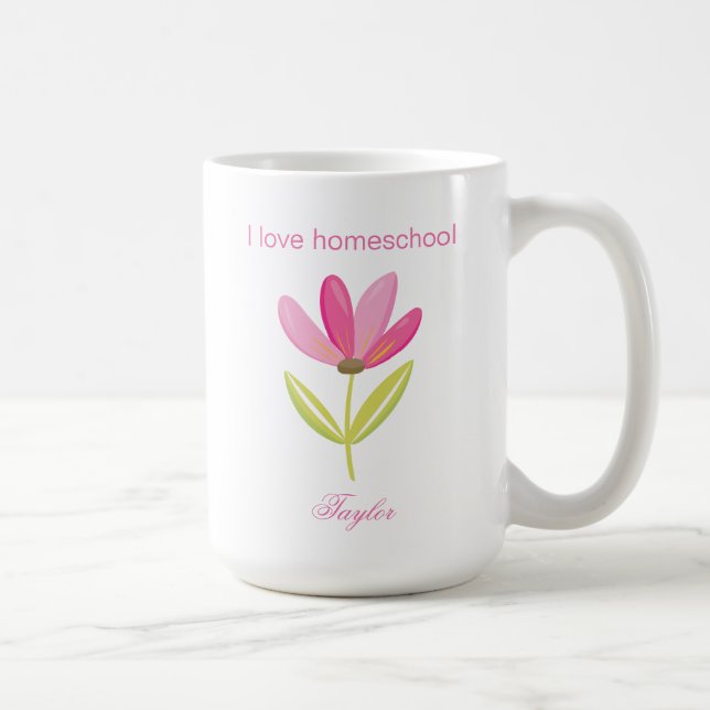 Schönes rosa Blumenthema Hausschule Kaffeetasse (Rechts)