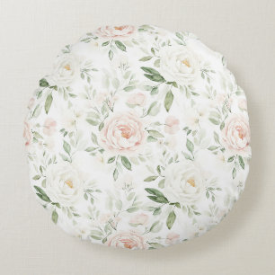 Schönes Rosa Blütenmuster Rundes Kissen