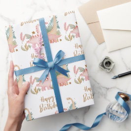 Schönes rosa Dino Geschenkpapier
